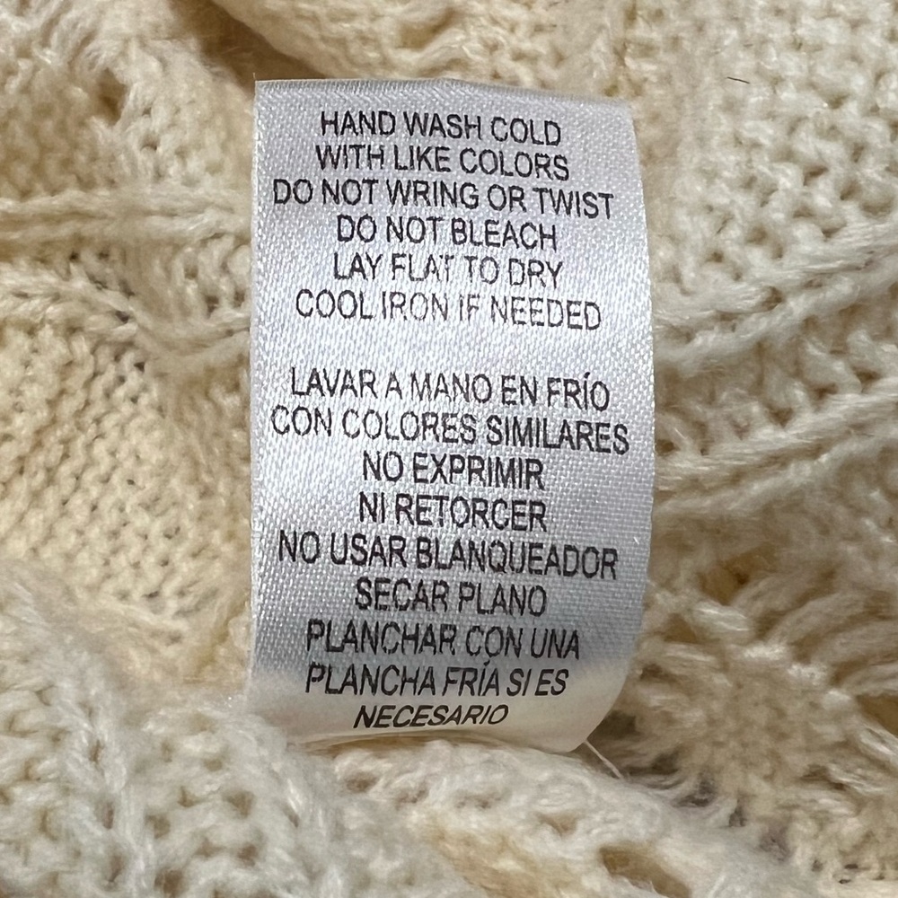 Takara Cream Knit Sweater With Lace Skirt Ling Sleeves Size L - Picture 8 of 8